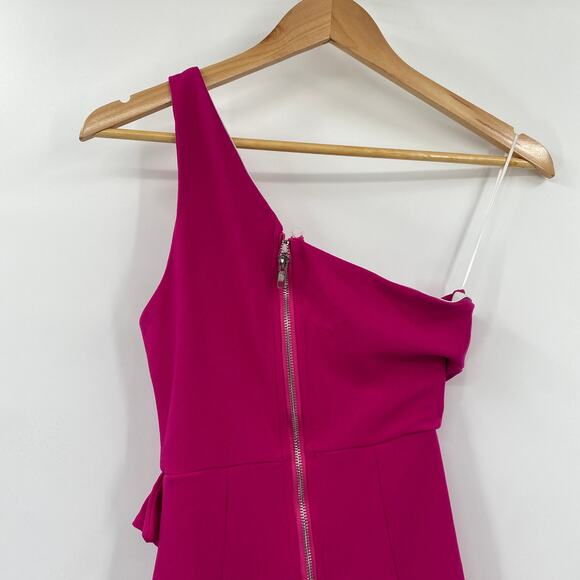 Hello Molly Backstage Passes One Shoulder Ruffled Mini Dress Magenta Womens 2 - Picture 6 of 10